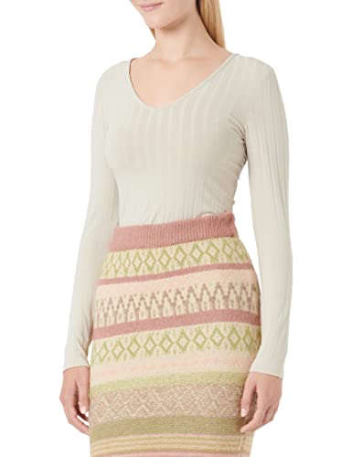 VERO MODA Damska koszulka z długim rękawem VMAGGIE LS z dekoltem w serek, Silver Lining, M