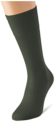 FALKE No.9 eleganckie skarpety luksusowe Line męskie czysta bawełna szkocka przędza czarna szara plus cienkich kolorów na lato bez wzoru bez gumki 1 para, zielony (Mistletoe 7272), 39/40 EU