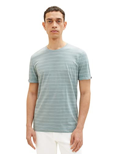 TOM TAILOR T-shirt męski w paski, 32472 - Ice Blue White Inject Stripe, S