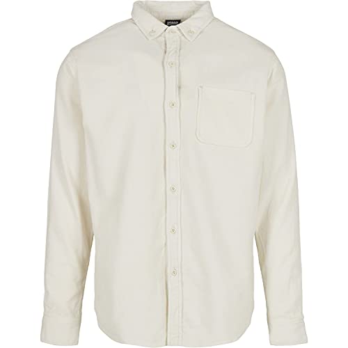 Urban Classics Męska koszula gorsetowa jednokolorowa z listwą guzikową i kołnierzem guzikowym, koszulka Corduroy w 5 kolorach, rozmiar S do 5XL, Whitesand, L