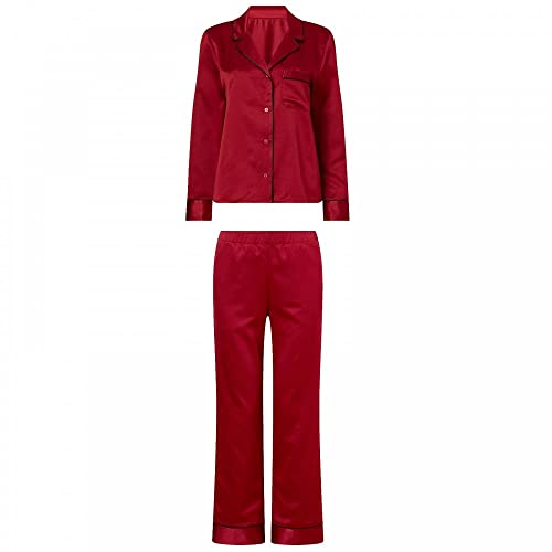 Calvin Klein Damskie spodnie zestaw piżama L/S, Czerwony dywan, L