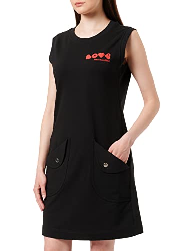 Love Moschino Damska sukienka o regularnym kroju, bez rękawów, czarna, 38, czarny, 38