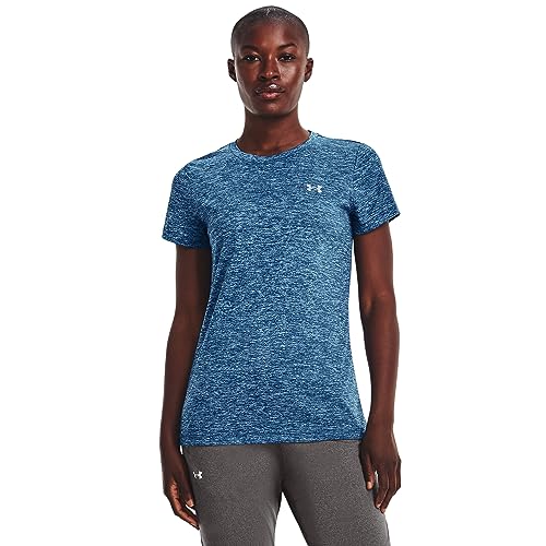 Under Armour Tech koszulka damska z krótkim rękawem - Twist, wykonana z tkaniny rozciągliwej w 4 kierunkach, ultralekka i oddychająca odzież do biegania dla kobiet