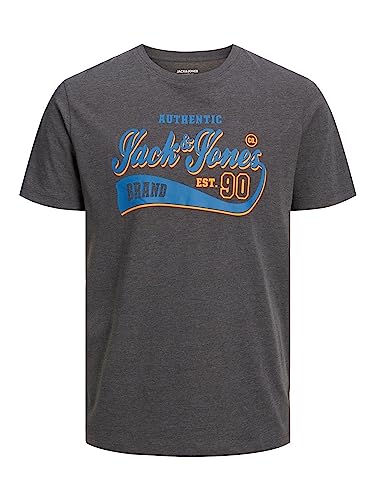 Bestseller A/S Męski t-shirt JJELOGO Tee SS O-Neck 2 COL AW23 SN, ciemnoszary melanż, M, ciemnoszary melanż, M