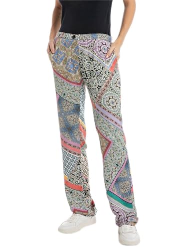 Replay Spodnie damskie z szerokimi nogawkami, 010 Black/Multicolor, XS