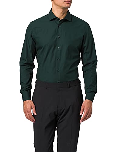 Seidensticker Męska koszula z długim rękawem o kroju slim fit, zielony, 38