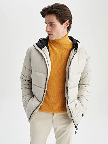 DeFacto Płaszcz męski do odzieży rekreacyjnej - DeFacto płaszcz męski do odzieży wierzchniej (kamień, L), Stone, L