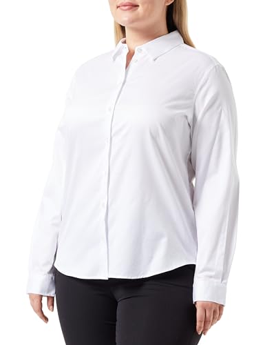 Seidensticker Damska bluzka - modna bluzka - Regular Fit - kołnierz koszuli - długi rękaw - 100% bawełna, biały, 38