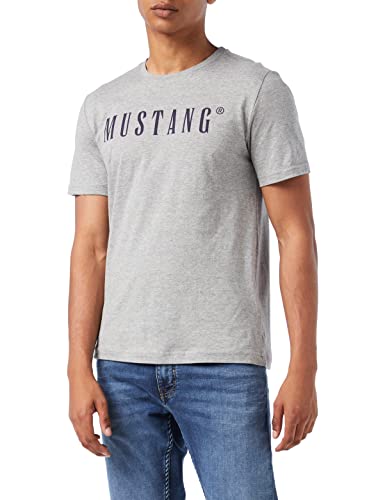 MUSTANG Męski T-shirt Alex C Logo Tee, Mid Grey Melange 4140, L