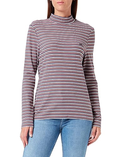 Lee Ribbed Ls High Neck damska koszulka golfowa, Rosa, S