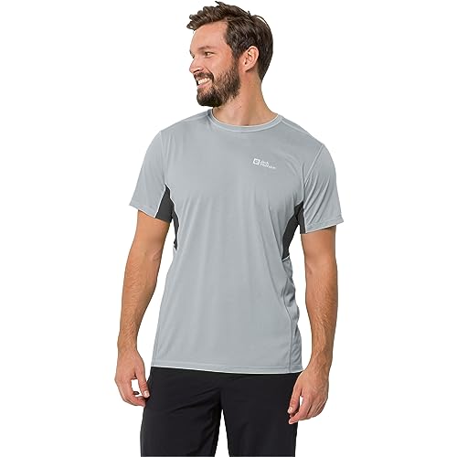 Jack Wolfskin Prelight S/S M Koszula męska, Srebrny, XXL
