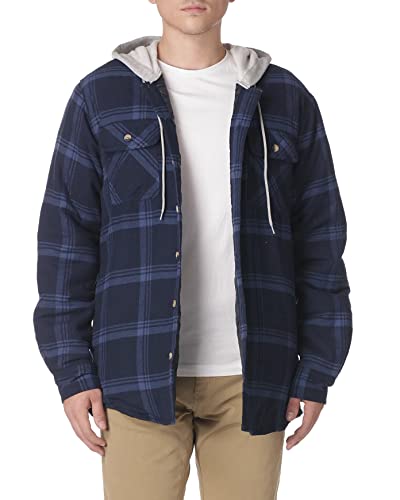 Wrangler Authentics Męska kurtka flanelowa z długim rękawem i pikowaną podszewką z kapturem, Całkowite zaćmienie z wrzosem, M
