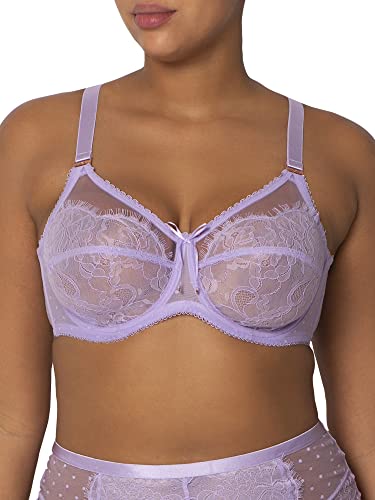 Smart & Sexy Damski biustonosz bez podszewki, koronka i siateczka, bardzo duży rozmiar z pełną pokrywą, Liliowy iris, 105G