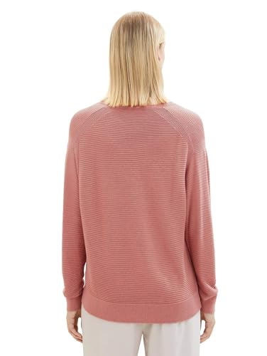 TOM TAILOR Damski sweter z dzianiny Basic z dekoltem w serek, 32224-fading Rose, XS