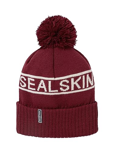 SEALSKINZ Heacham wodoodporna czapka z pomponem na zimną pogodę, Czerwony, L-XL