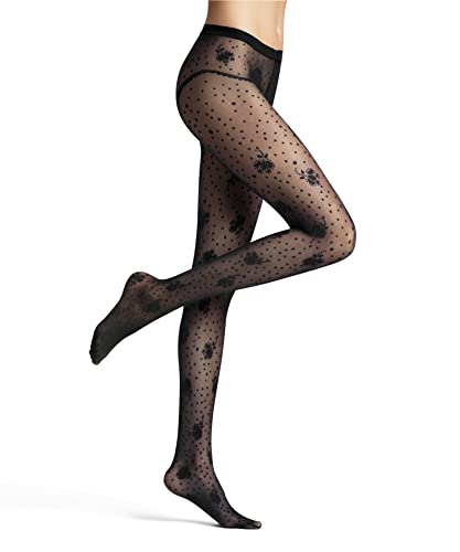 FALKE Kobiety Rajstopy Sweet & Sheer 20 DEN W TI Nylon przezroczyste z wzorem 1 Sztuka, Czarny (Black 3009), S-M