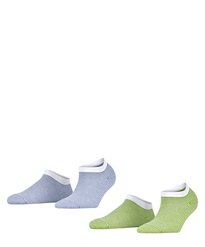 ESPRIT Kobiety Skarpety do trampek Fine Stripe 2-Pack W SN Trwała Organiczna Bawełna krótkie z wzorem 2 Pak, Wielokolorowy (Sortiment 0110), 39-42