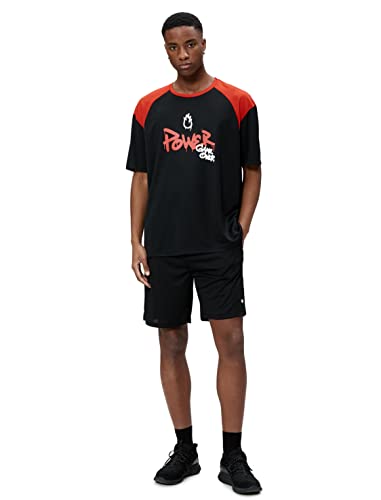 Koton Koszulka męska sportowa z nadrukiem z krótkim rękawem, czarny (999), M