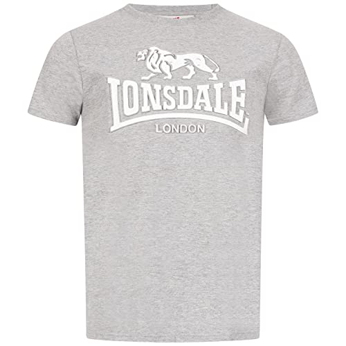 Lonsdale Męski T-shirt Kingswood, Marl Grey/White, L