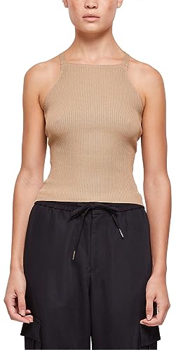 Urban Classics Damski top damski Rib Knit Crossed Back Top UnionBeige L, beżowy (Unionbei), L