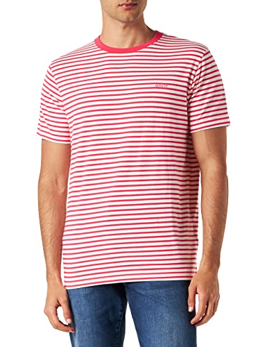 GANT Męski t-shirt w paski, purpurowy róż, standardowy, magenta różowy, S