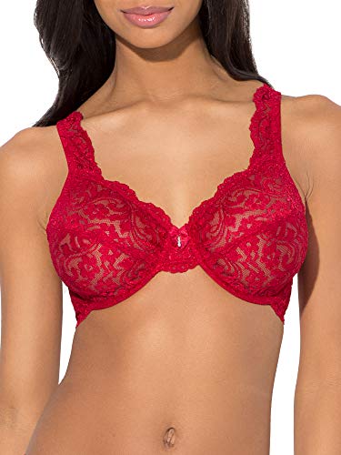 Smart & Sexy Damski biustonosz z koronką, bez podszewki, czerwony, 34D