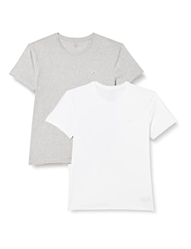 GANT Męski t-shirt z dekoltem w serek, jasnoszary melanż/biały, standardowy, Jasnoszary melanż/biały, jeden rozmiar