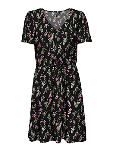 VERO MODA Damska sukienka VMEASY SS Short Dress R1 WVN GA, czarna/AOP: Mila, L, czarny/Aop:mila, L
