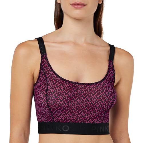 Pinko Bookmark Biustonosz Charmeuse Print Moda damska Biustonosz, Npp_black |różowy, M