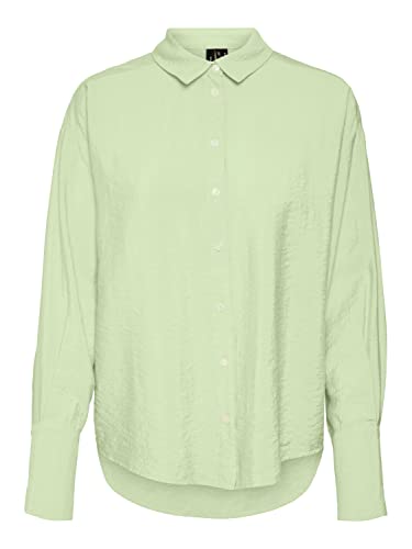 VERO MODA Damska koszulka VMLENA LS WVN NOOS Top, Lime Cream, M, Krem limonkowy, M