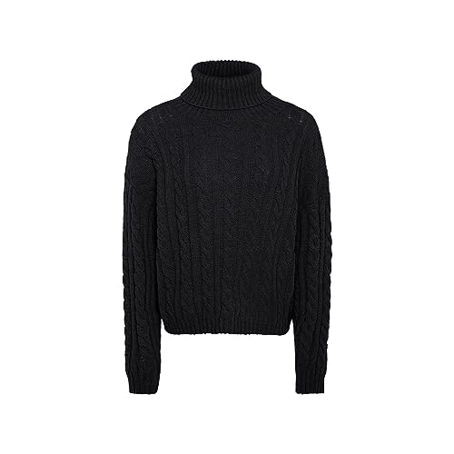 piano Damski sweter z dzianiny z golfem akryl czarny rozmiar M/L, czarny, M