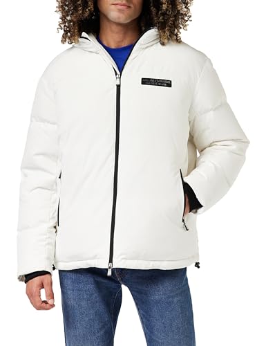 Armani Exchange Męska edycja limitowana We Beat As One Nylon Hooded puchowy płaszcz, biały, L