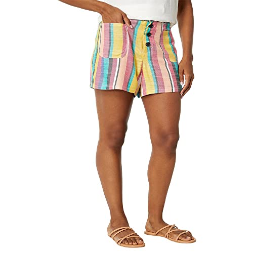 Hurley Damskie szorty bermudy z guzikami, Rzymskie paski, XS