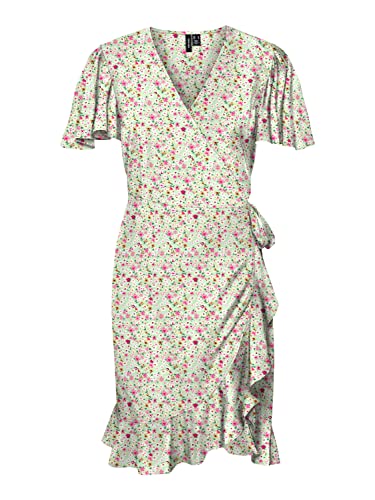 VERO MODA Damska sukienka VMEMMA Henna 2/4, krótka sukienka WVN GA, Sprucestone/AOP: Mille Flower, M, Sprucestone/Aop: mille Flower, M