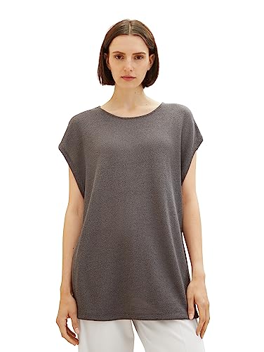TOM TAILOR Damska koszulka top z rozcięciami, 32251-Dark Mineral Grey, S