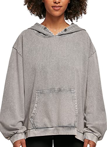 Build Your Brand Damska bluza z kapturem Acid Washed Oversize z kapturem, asfalt, S