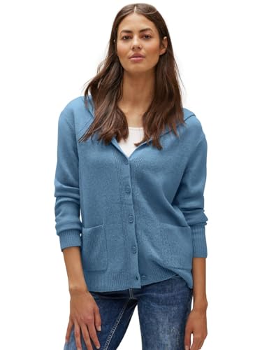 Street One Damska bluza z kapturem, Satin Blue Melange, 36