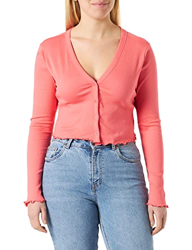NOISY MAY Damski kardigan Nmdrakey L/S Cropped Fwd Noos, Sun Kissed Coral, S