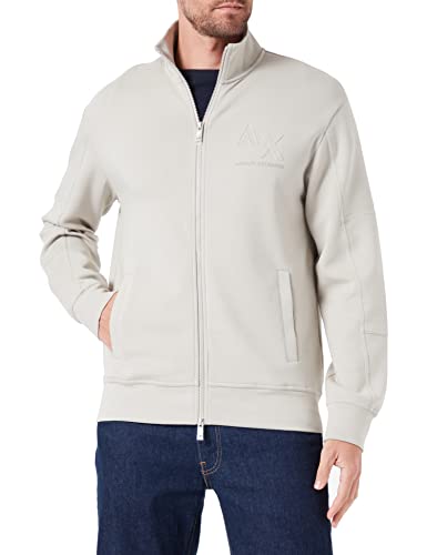 Armani Exchange Męskie logo Embossed on, zamek błyskawiczny, kieszeń z przodu kardigan sweter, London Fog, bardzo duże, london fog, XXL