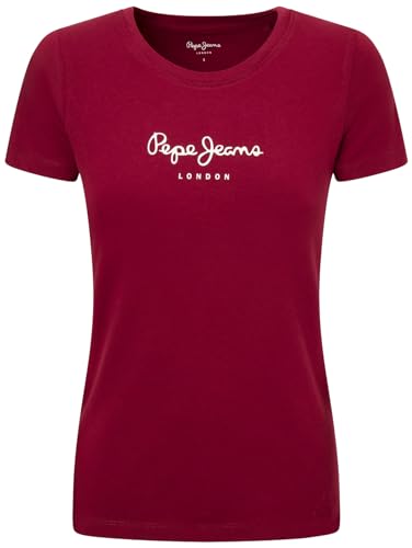 Pepe Jeans Koszulka damska New Virginia Ss N, Czerwony (bordowy), XXS