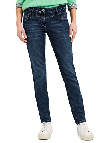 Cecil damskie spodnie jeansowe luźne, Dark Blue Washed, 27W / 30L