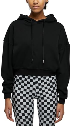 Urban Classics Damska bluza z kapturem Cropped Heavy Hoody, czarny, 5XL