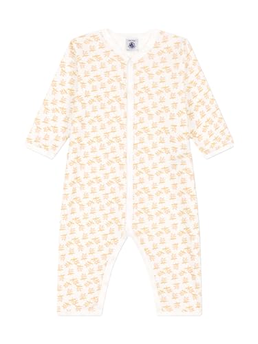 Petit Bateau A085N Sleep Well Piżama bez stóp, Marshmallow/Żółty Boudor, 6 miesięcy Unisex Dziecko, Biały Marshmallow/żółty Boudor, 6 miesięcy