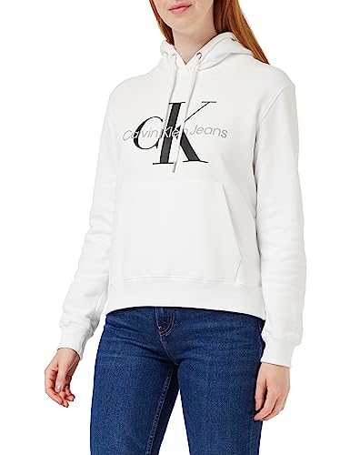 Calvin Klein Jeans Damska bluza z kapturem Core Monologo, Jasnobiały, M