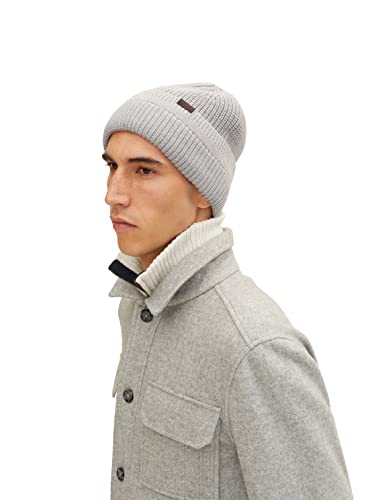 TOM TAILOR Męskie Czapka beanie 1032846, 30193 - Ordinary Grey Melange, ONESIZE