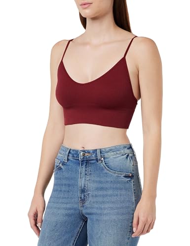 ONLY Onlvicky Rib Seamless V-Neck Top Noos, Cabernet, M-L