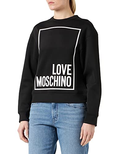 Love Moschino Damska bluza o kroju slim fit, z długim rękawem, czarna, 38, czarny