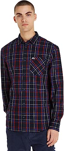Tommy Jeans Męska koszula TJM CLSC w kratę z kieszenią na co dzień, Kratka pustynnego nieba, XL