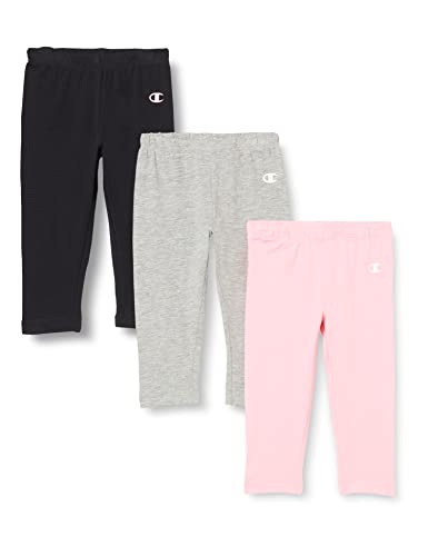 Champion Legginsy modelujące dla dziewczynek (3 sztuki), (Nero/Grigio Melange Chiaro/Rosa Confetto), 9 Miesiące