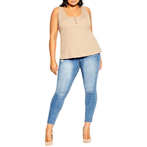 CITY CHIC Damska koszula z guzikami Grace Plus Size, brązowy (taupe), 40-Du?e rozmiary